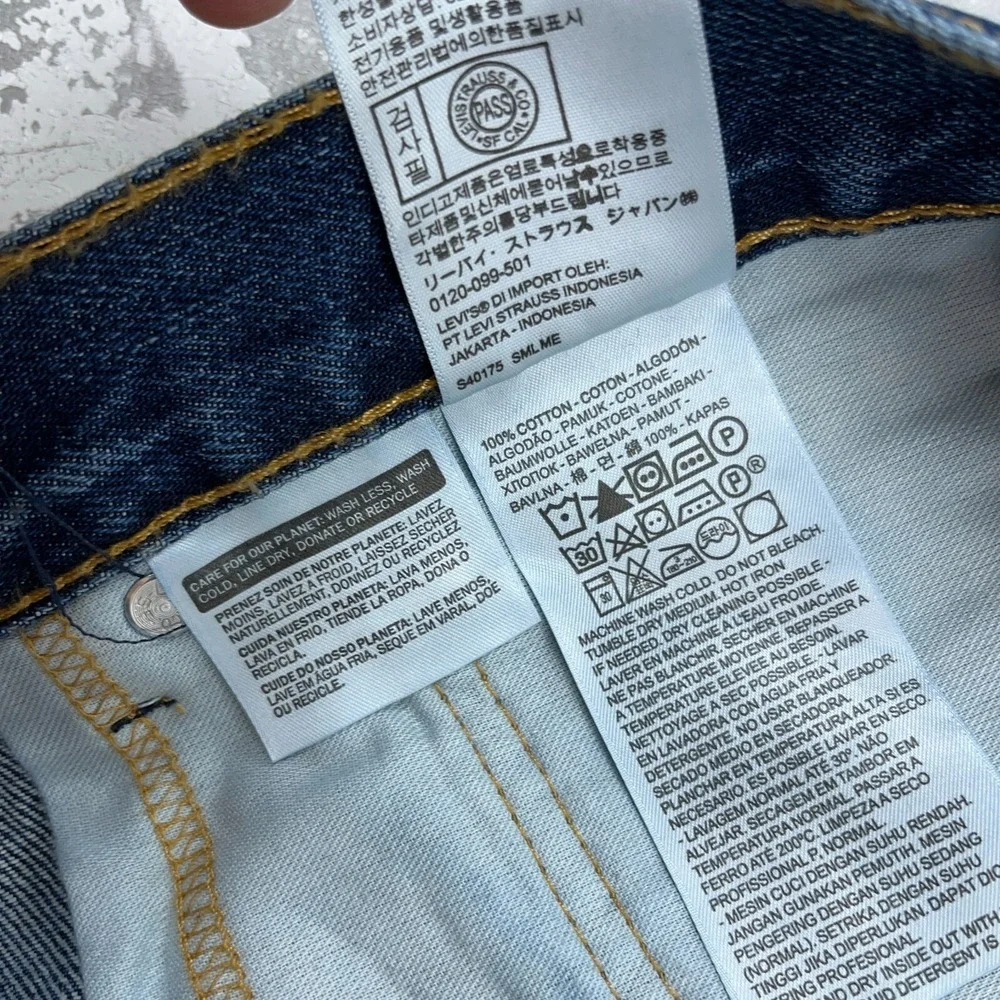 Levis 505 Jeans Men 40x32 Regular Fit Dark Blue Wash Denim Pants Adult CC4 - Picture 14 of 16